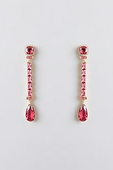Gold Plated Pink Cubic Zirconia Dangler Earrings