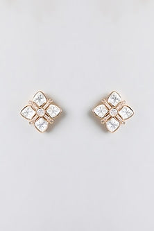 Gold Plated Kundan Polki Stud Earrings