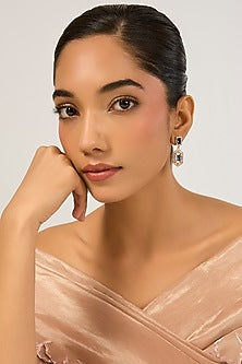 Gold Plated Blue Cubic Zirconia Dangler Earrings