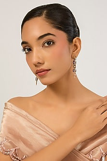 Gold Plated Purple Cubic Zirconia Dangler Earrings