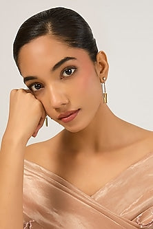 Gold Plated Yellow Cubic Zirconia Dangler Earrings