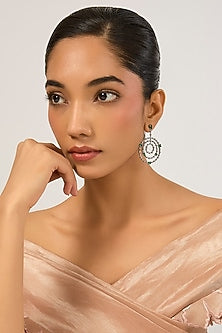 Silver Plated Green Cubic Zirconia Dangler Earrings