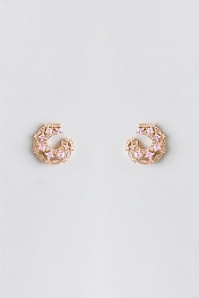 Gold Plated Pink Cubic Zirconia Stud Earrings