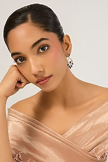 Gold Plated Blue Cubic Zirconia Dangler Earrings