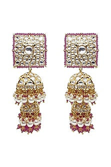 Gold Plated Kundan Polki Jhumka Earrings