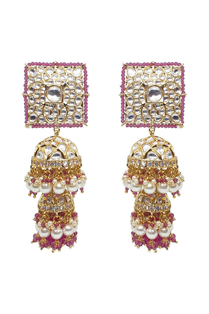 Gold Plated Kundan Polki Jhumka Earrings