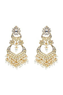 Gold Plated Kundan Polki & Pearl Chandbali Earrings