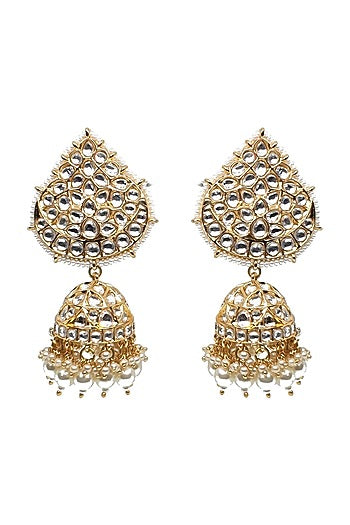 Gold Plated Pearl Jhumka Earrings