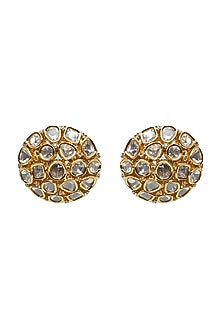 Gold Plated Handcrafted Kundan Polki Stud Earrings