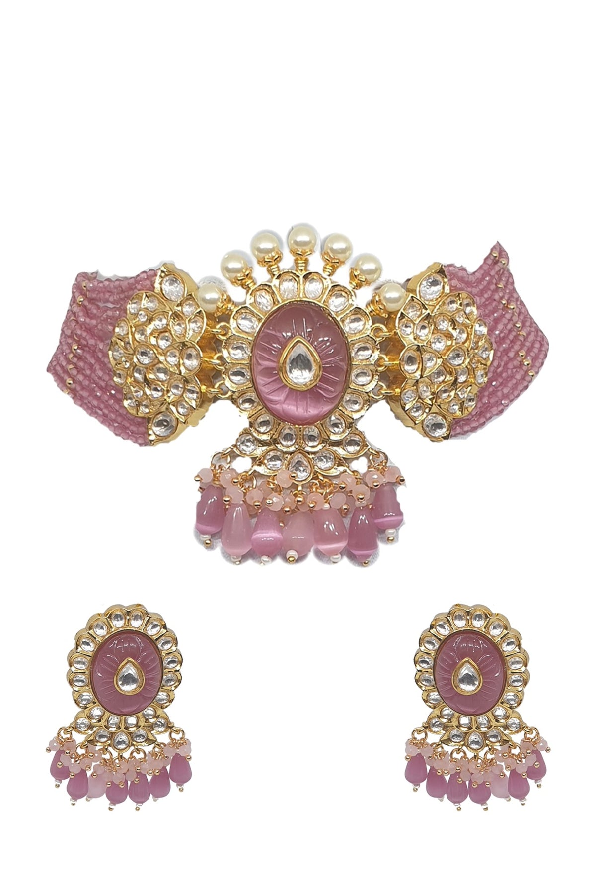 Gold Plated Kundan Polki Choker Necklace Set