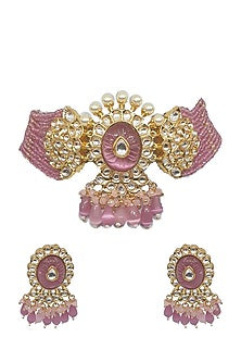 Gold Plated Kundan Polki Choker Necklace Set