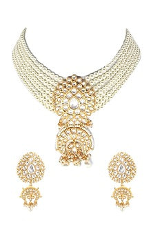 Gold Plated Pearl Choker Necklace Set