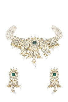 Gold Plated Handcrafted Kundan Polki Choker Necklace Set