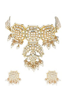 Gold Plated Handcrafted Polki Choker Necklace Set