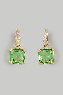 Gold Plated Green Cubic Zirconia Hoop Earrings