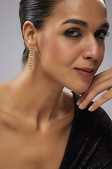 Gold Plated Yellow Cubic Zirconia Dangler Earrings