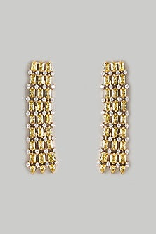 Gold Plated Yellow Cubic Zirconia Dangler Earrings