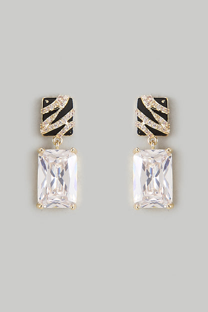 Gold Plated Black Cubic Zirconia Dangler Earrings