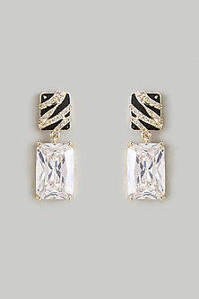 Gold Plated Black Cubic Zirconia Dangler Earrings