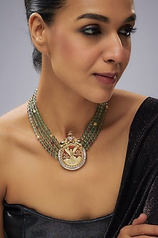 Gold Plated Cubic Zirconia & Fluorite Beaded Necklace