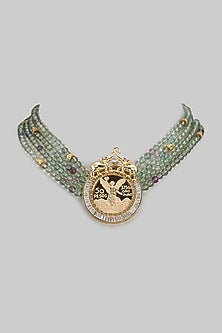 Gold Plated Cubic Zirconia & Fluorite Beaded Necklace