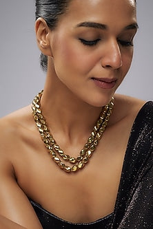 Gold Finish Hematite Beaded Double-Strand Necklace