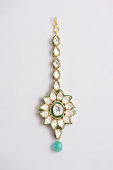 Gold Plated Kundan Polki Meenakari Maang Tikka