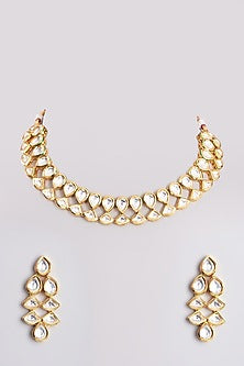 Gold Plated Kundan Polki Choker Necklace Set
