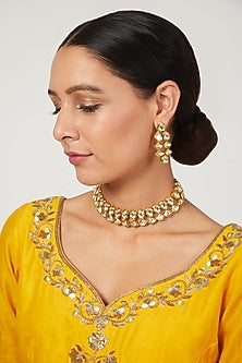 Gold Plated Kundan Polki Choker Necklace Set