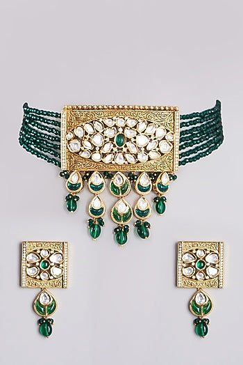 Gold Plated Layered Choker Necklace Set