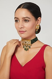 Gold Plated Layered Choker Necklace Set