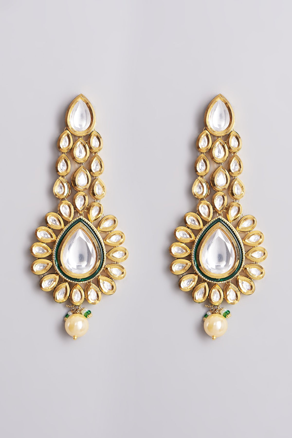 Gold Plated Green Meenakari Necklace Set