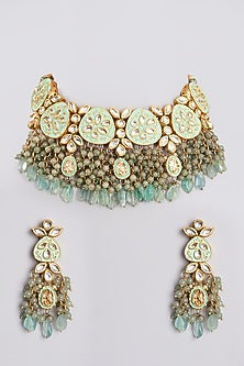 Gold Plated Enameled Necklace Set