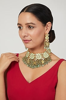 Gold Plated Enameled Necklace Set