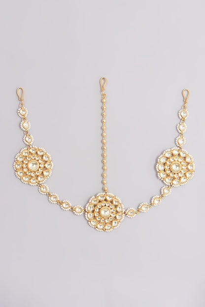 Gold Plated Kundan Polki Sheeshphool