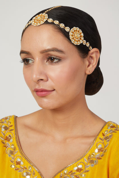 Gold Plated Kundan Polki Sheeshphool