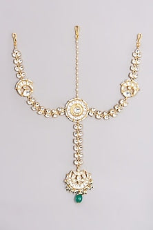 Gold Plated Kundan Polki Sheeshphool-Tikka