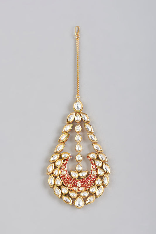 Gold Plated Kundan Polki Meenakari Passa