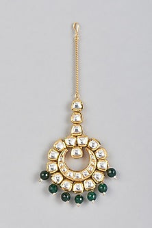 Gold Plated Kundan Polki & Agate Beads Maang Tikka