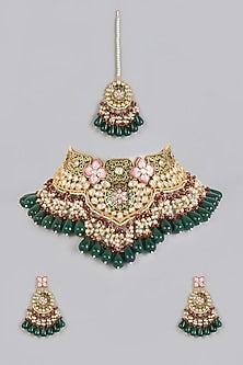 Gold Plated Kundan Polki Bridal Necklace Set