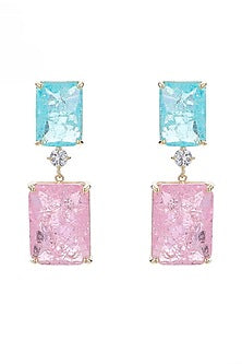 Gold Plated Pink Zircon Dangler Earrings