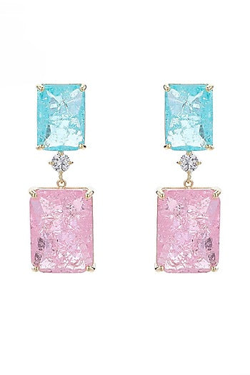 Gold Plated Pink Zircon Dangler Earrings