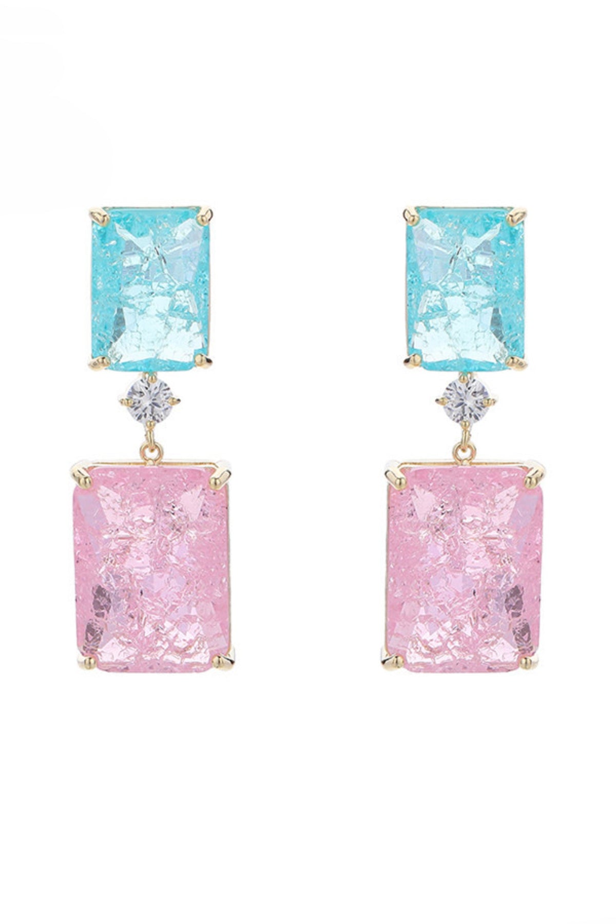 Gold Plated Pink Zircon Dangler Earrings