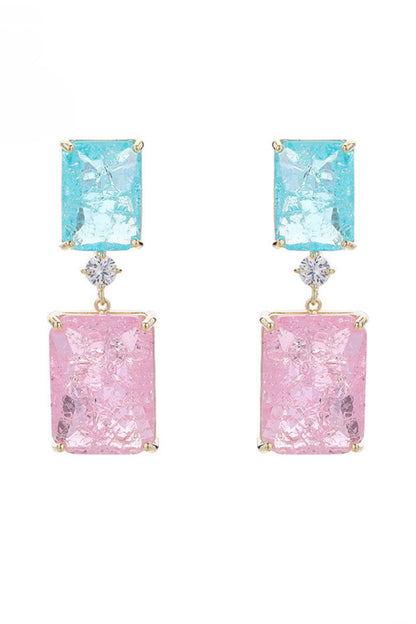 Gold Plated Pink Zircon Dangler Earrings