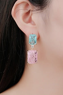 Gold Plated Pink Zircon Dangler Earrings