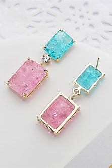 Gold Plated Pink Zircon Dangler Earrings