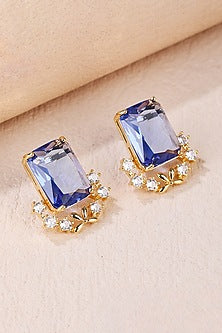 Gold Plated Sapphire Gemstone Stud Earrings