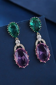 Gold Plated Pink Zircon Dangler Earrings