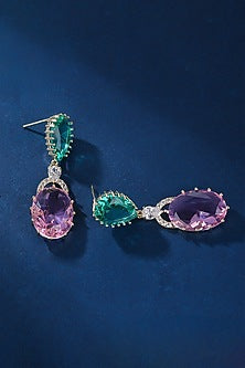 Gold Plated Pink Zircon Dangler Earrings