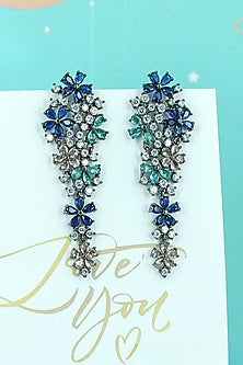 Black Rhodium Finish Cubic Zirconia & Subdued Stone Dangler Earrings